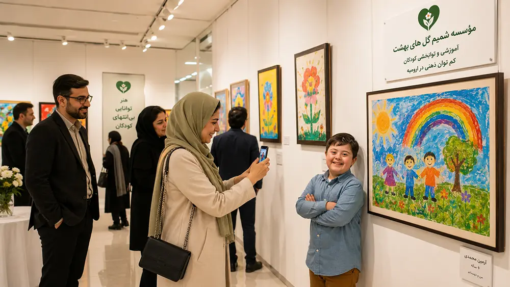 نمایشگاه نقاشی امیدی در دل رنگ‌ها هتل دیاکو ارومیه توسط کودکان کم‌توان ذهنی مؤسسه شمیم