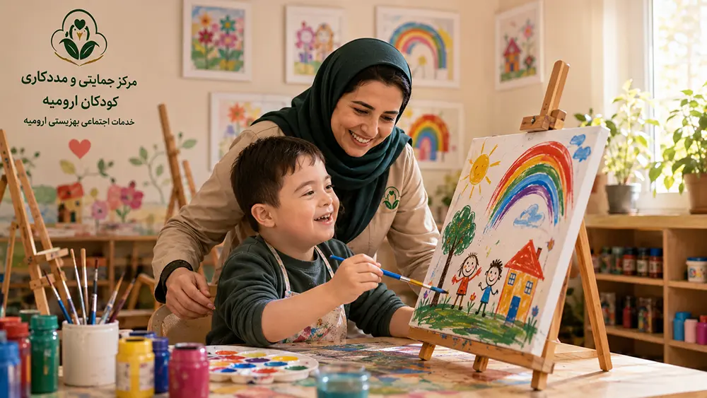 کارگاه هنردرمانی، نقاشی و سفالگری کودکان استثنایی در موسسه خیریه شمیم گل‌های بهشت ارومیه
